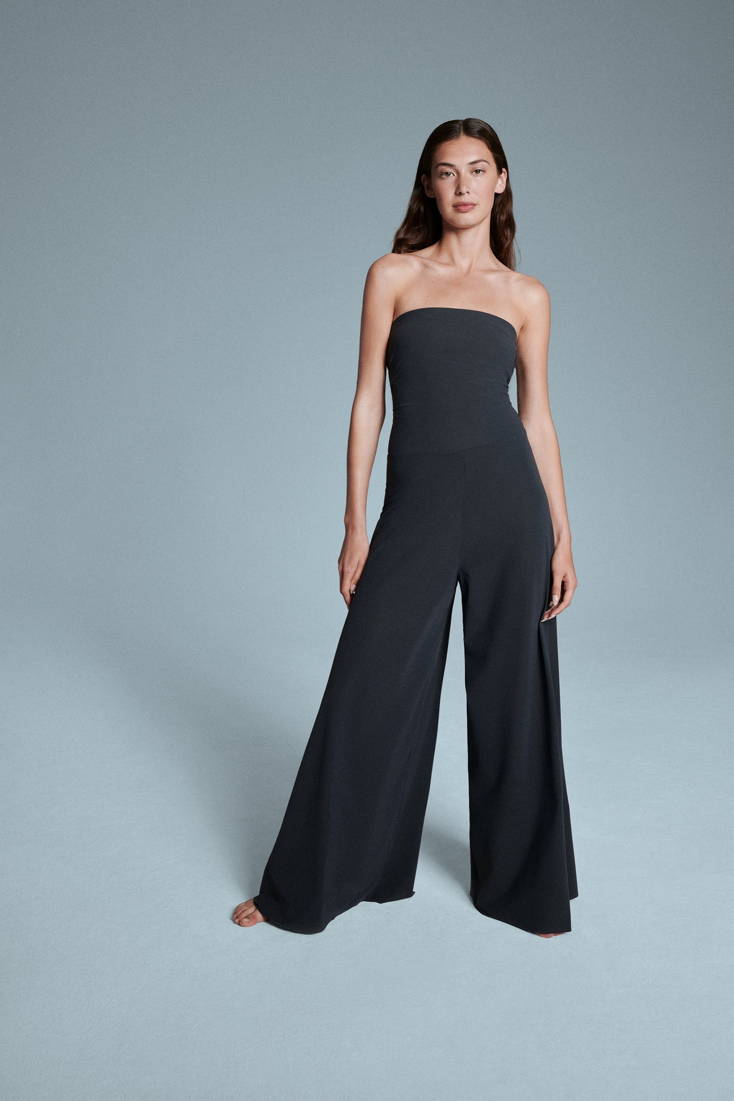 Jumpsuit | Trägerlos | Reisejersey | Jumpy | tiefschwarz