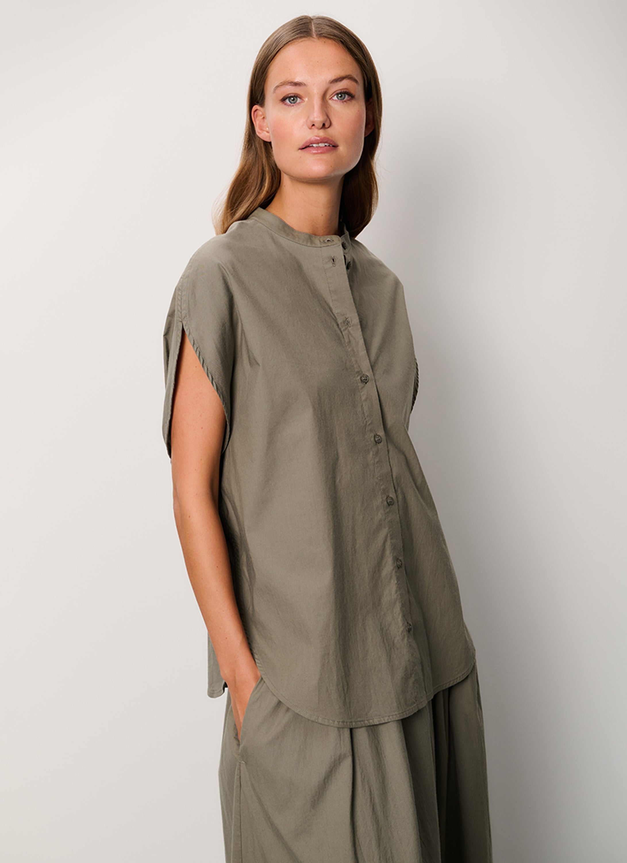 COMING SOON | Blouse | Cotton Lyocell Stretch | Tomiko Washed | Smockey Olive