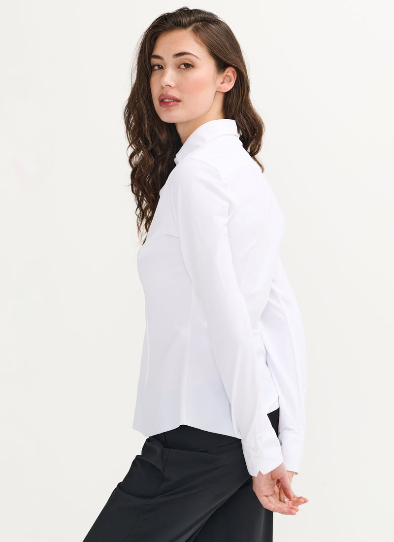 Button-up Travel jersey blouse | Ayaka Closed | White