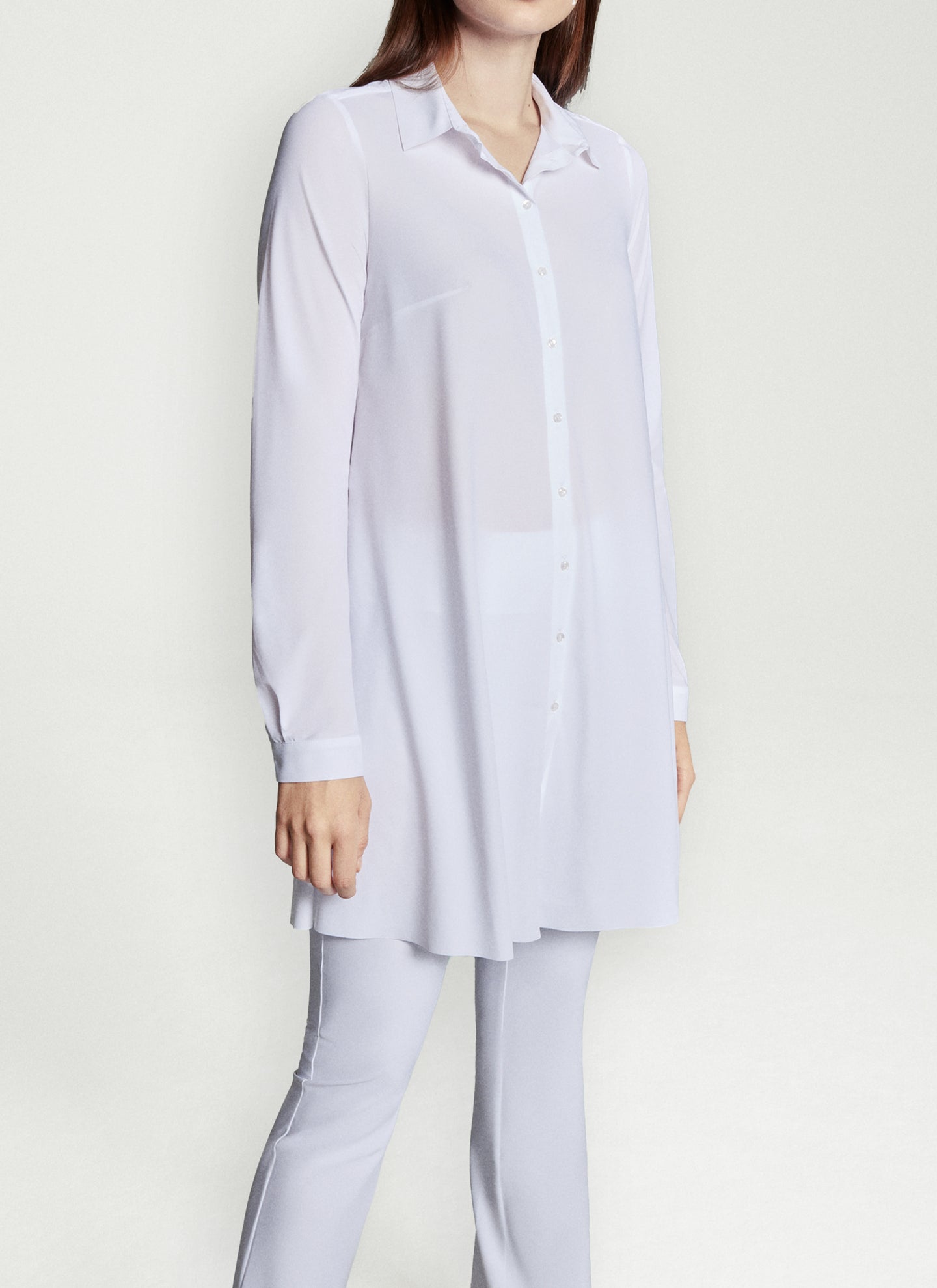 A-Line | long Blouse | Travel jersey | Emi | White