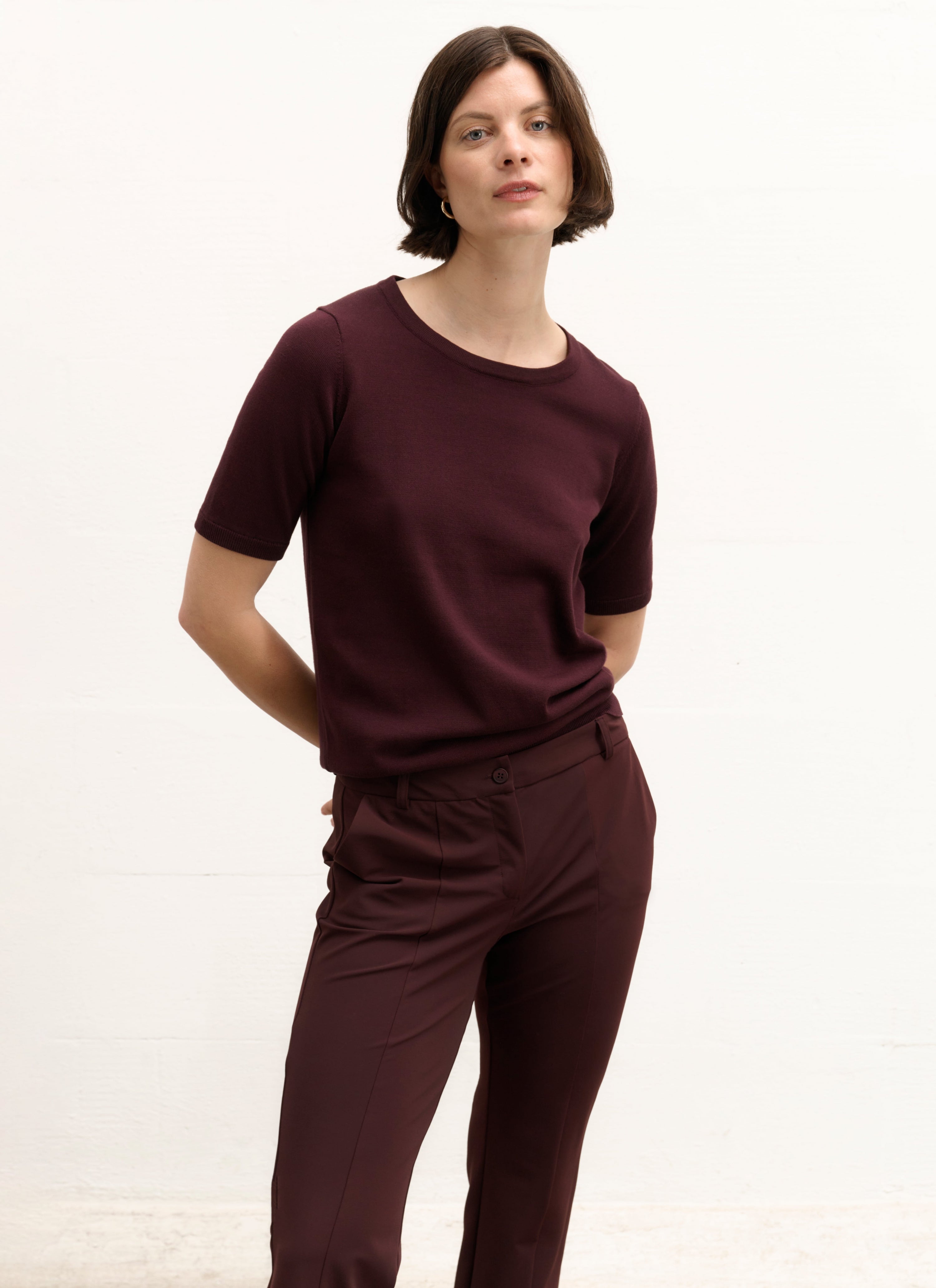 Sweater | Half-length | Kie | Aubergine knit