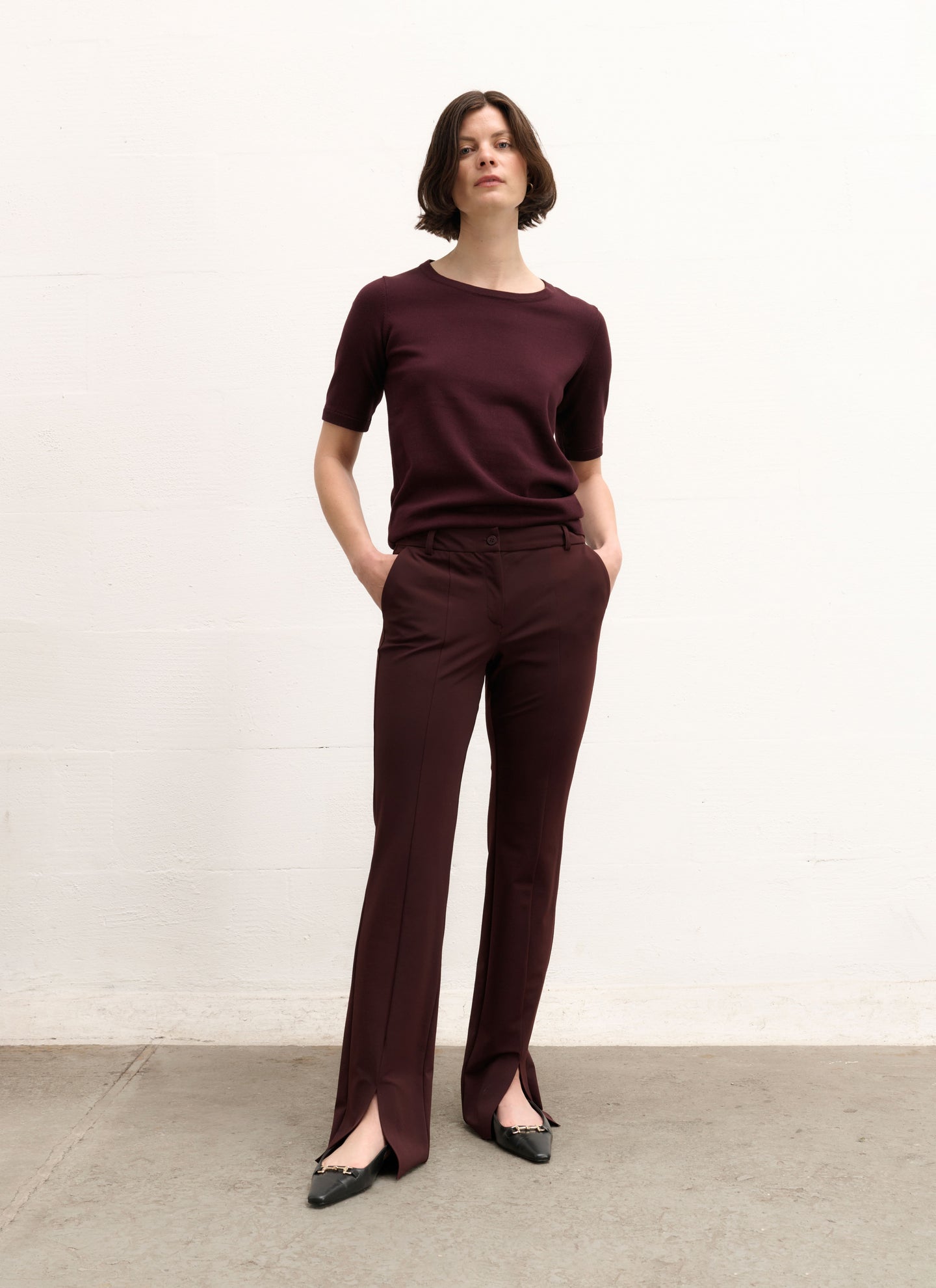 Sweater | Half-length | Kie | Aubergine knit