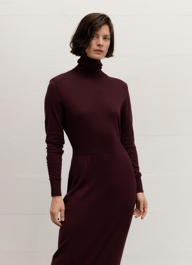 Dress | Cotton Knit | Nagisa | Aubergine knit