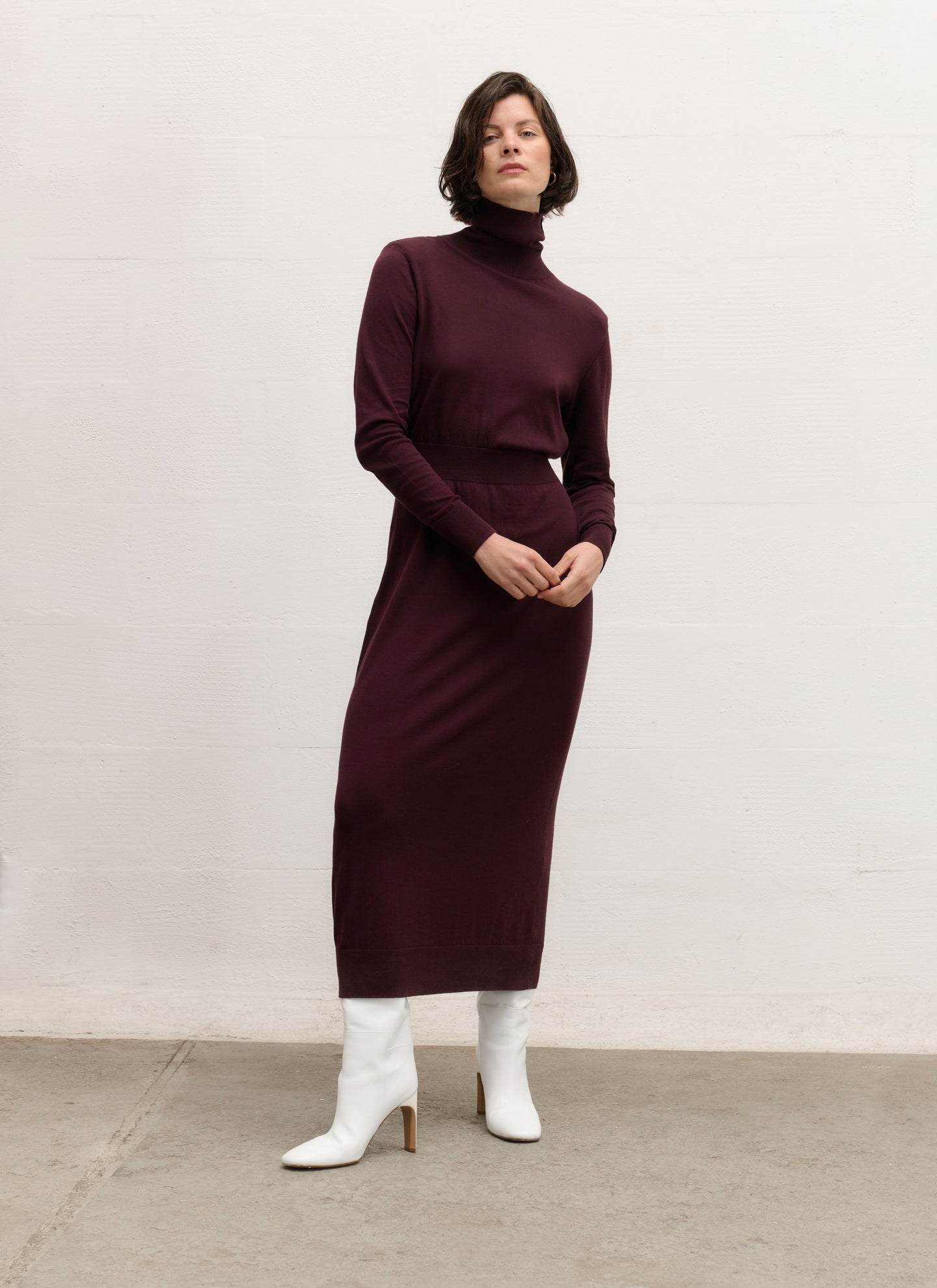 Dress | Cotton Knit | Nagisa | Aubergine knit