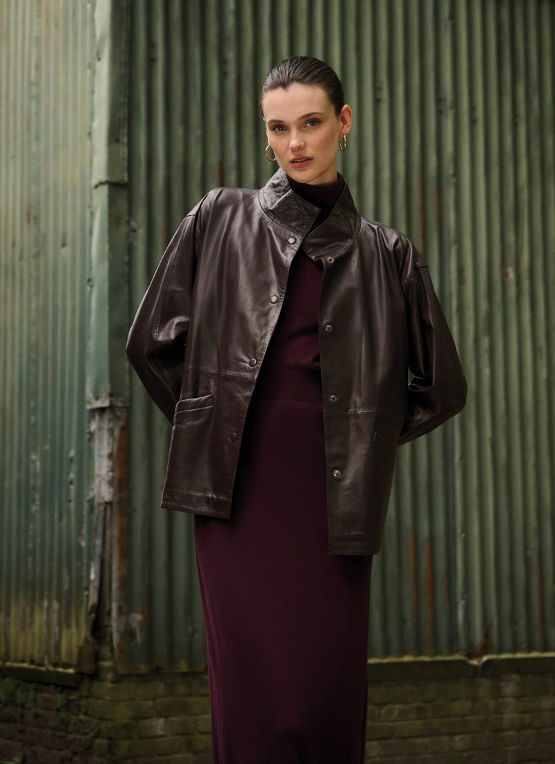 Jacket | Lambs Leather | Sakima | Aubergine Leather