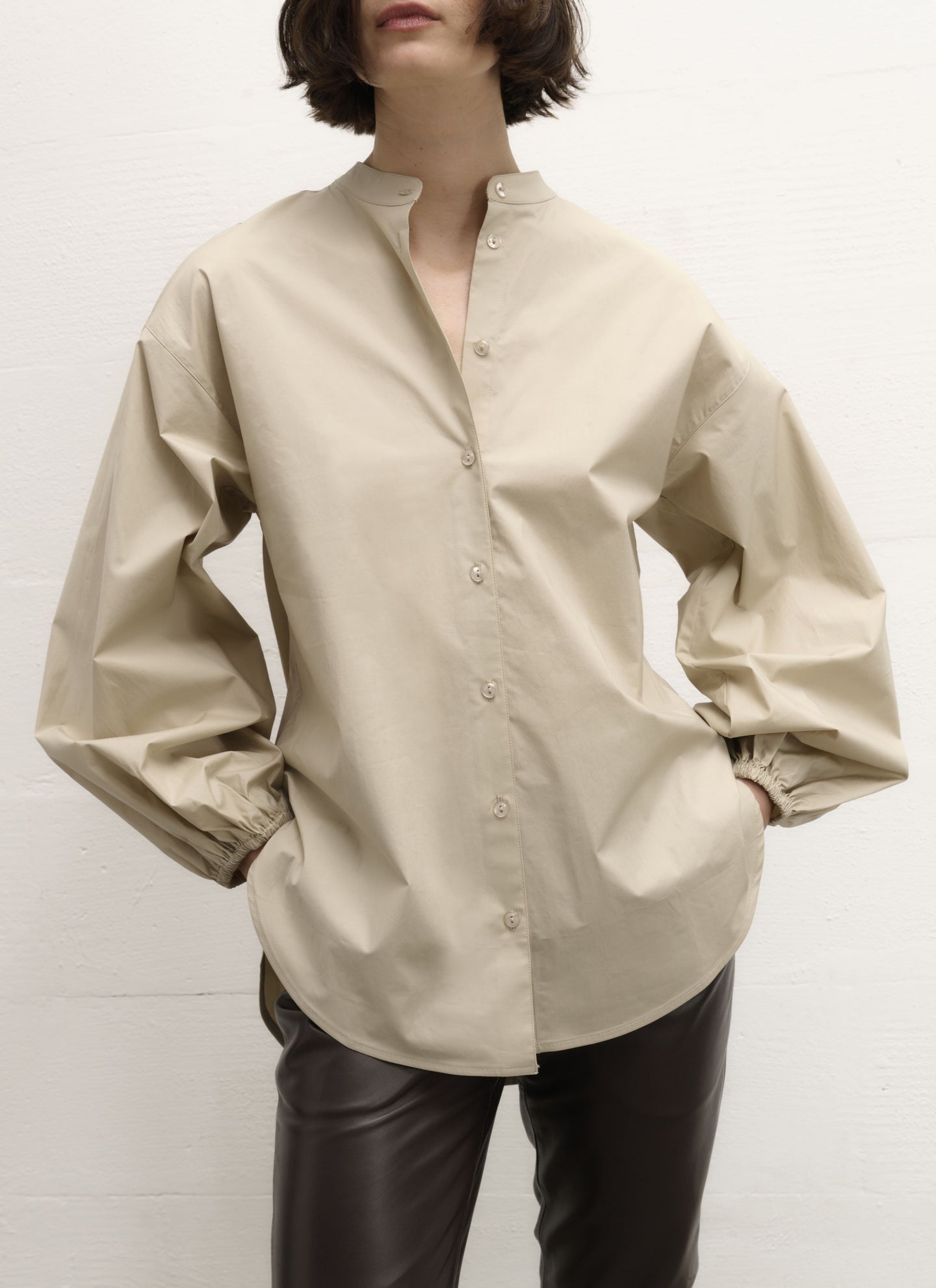 Bluse | Weicher Baumwollstretch | Tokiyo | Sand Baumwolle