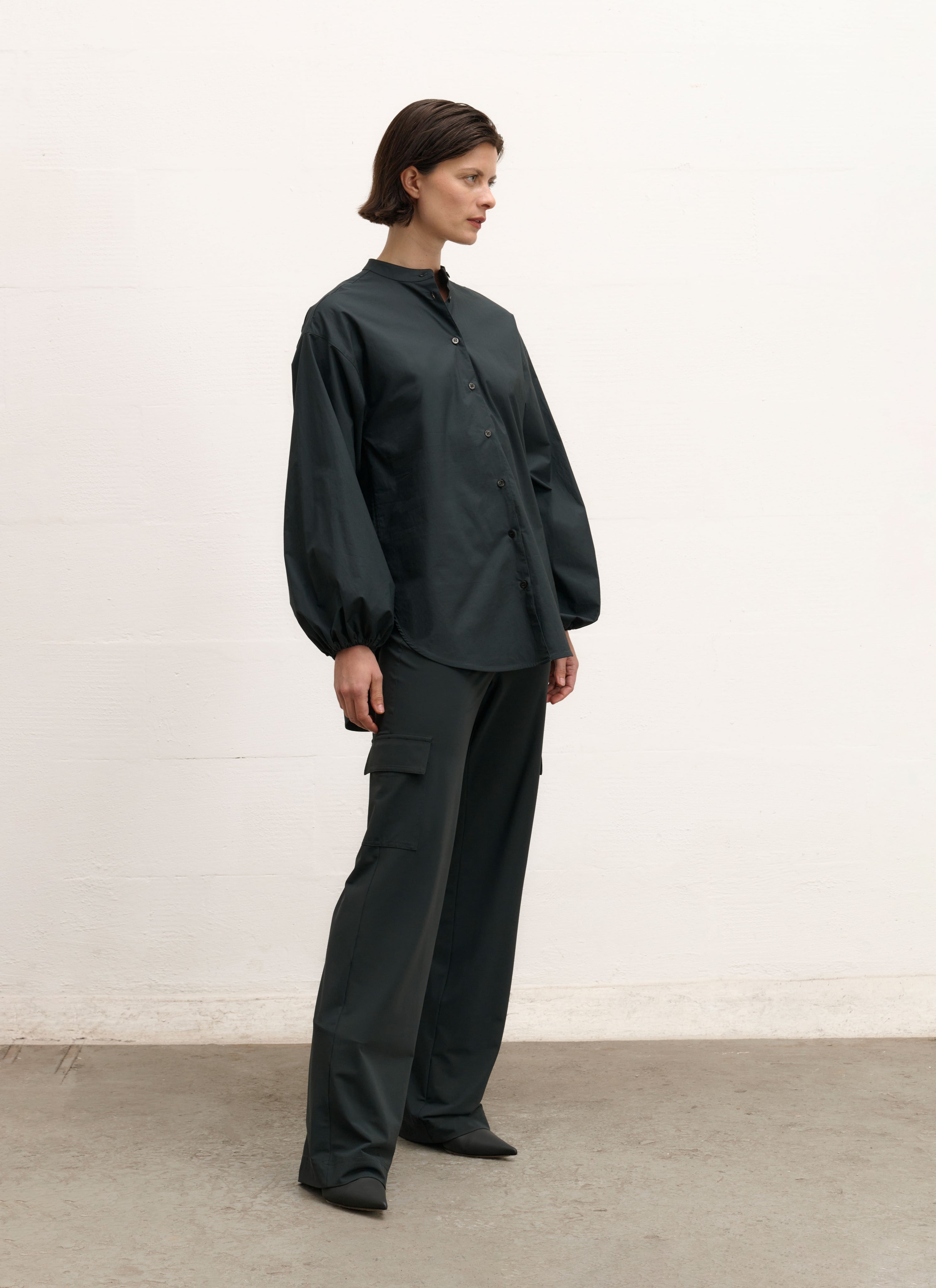 Bluse | Weicher Baumwollstretch | Tokiyo | Graue Baumwolle