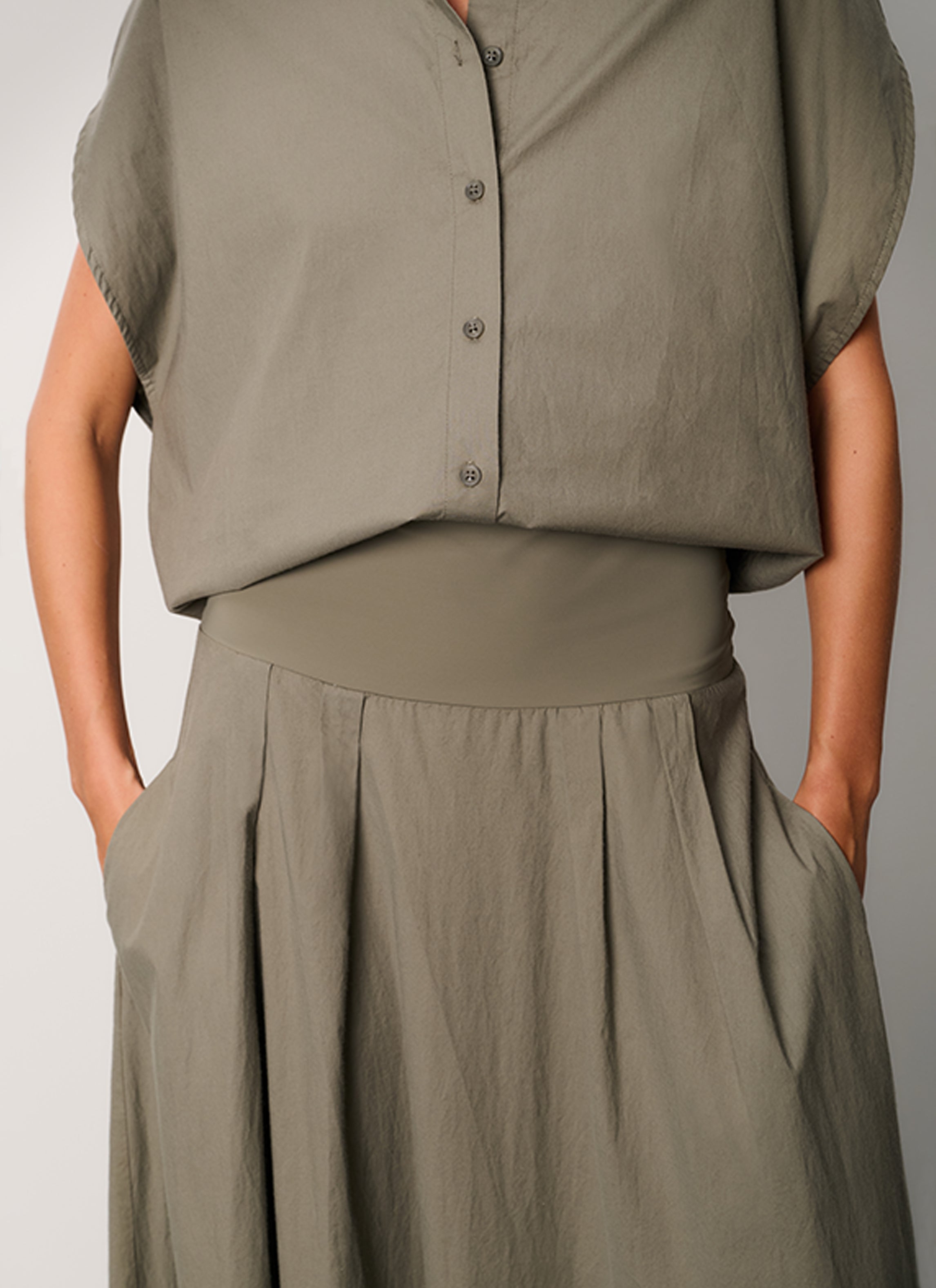 Skirt | Cotton Lyocell Stretch | Kaneko | Smockey Olive