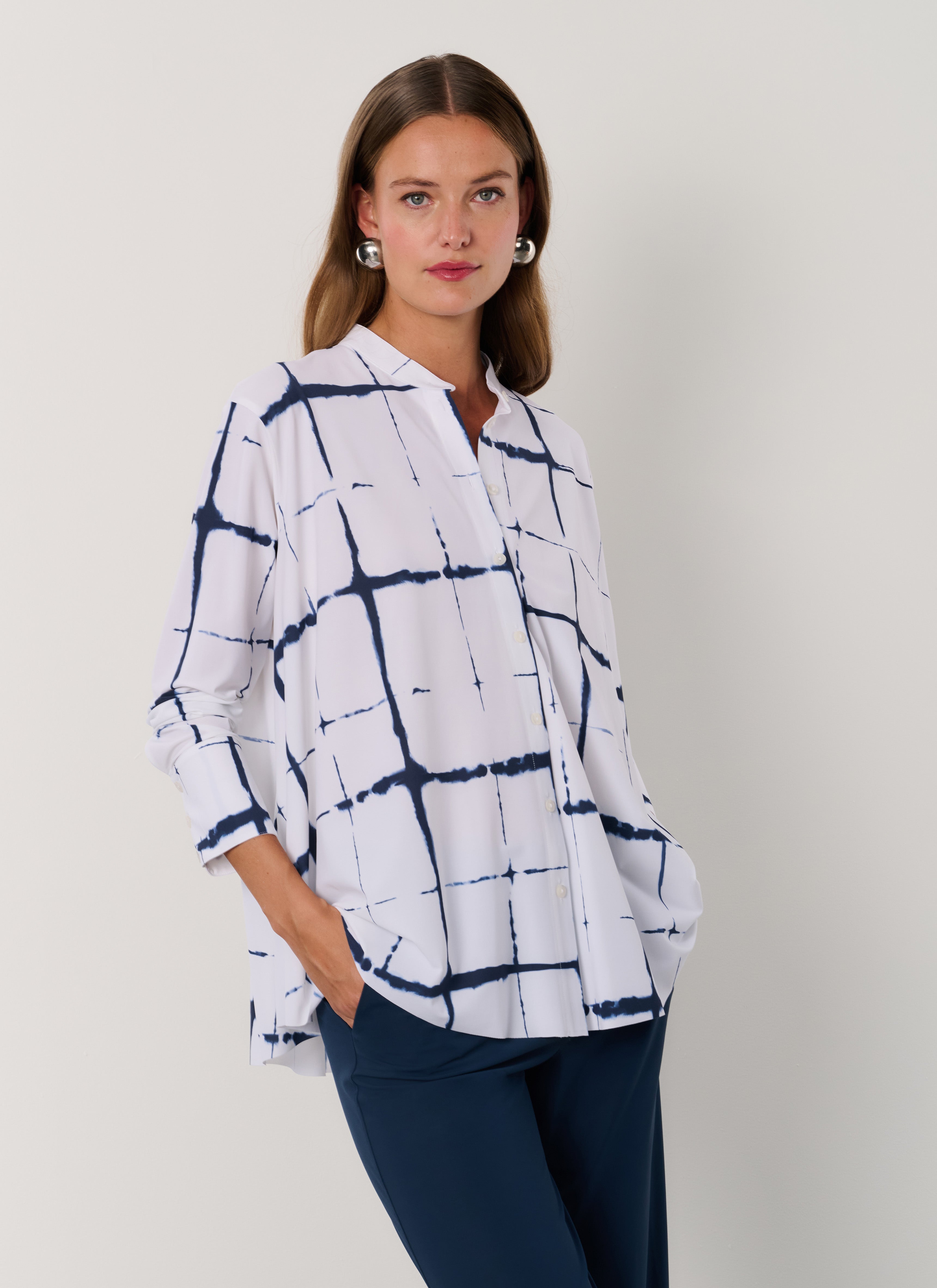 Blouse | Light travel jersey | Mody check | Check Blue